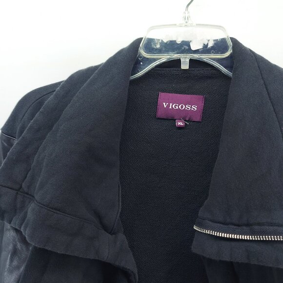 vigoss jacket women size XL black faux leather sleeve - Picture 11 of 11